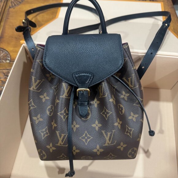 LOUIS VUITTON Montsouris BB Monogram Canvas Backpack Black - Picture 2 of 7